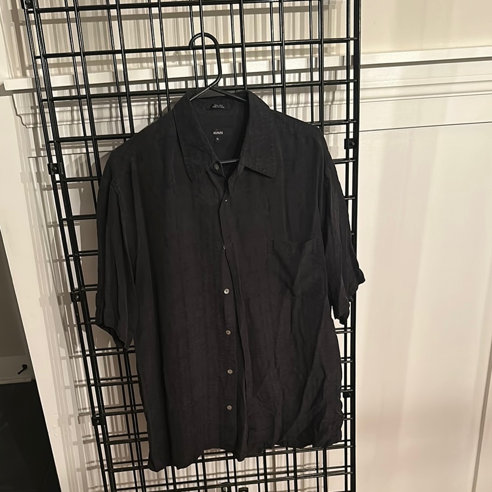 Black Alfani Men's Casual Button Down Shirt